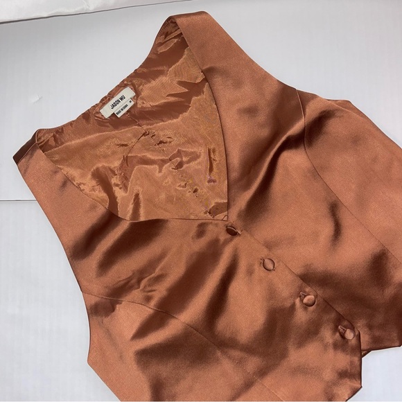 Jason Wu Vest Women's Medium Copper Bronze Sleeveless Blouse Satin Button - Picture 1 of 7